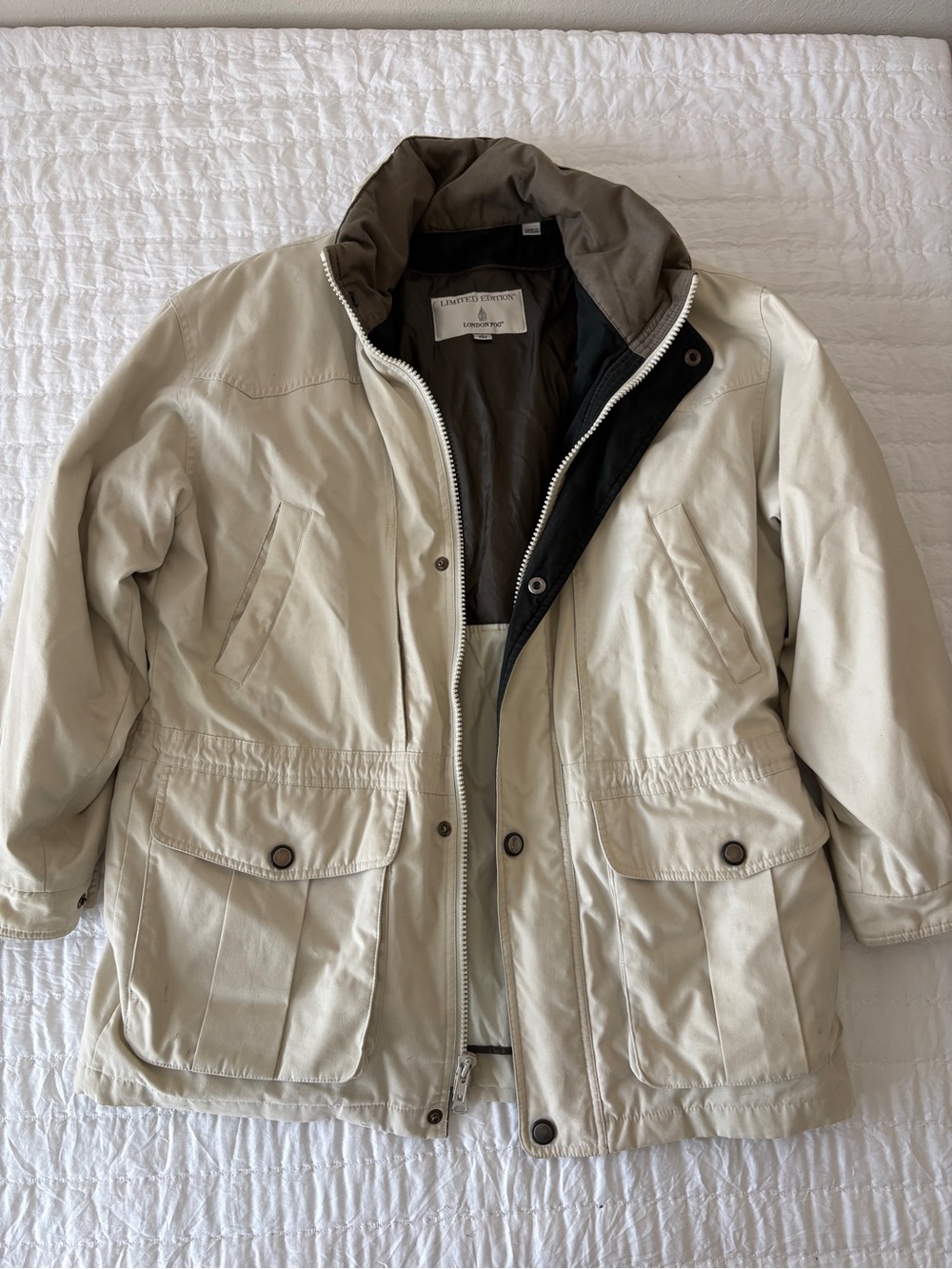 Limited Edition London Fog Men's Cream Field Jacket with Brown Lining